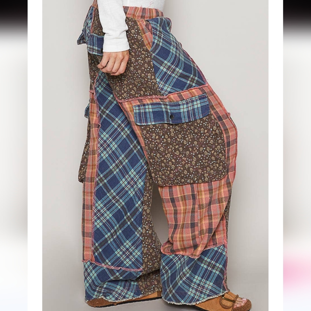 Pol Patchwork Wide-Leg Pants - image 1
